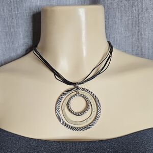 Chico's Silver/Goldtone Circles Pendant Necklace